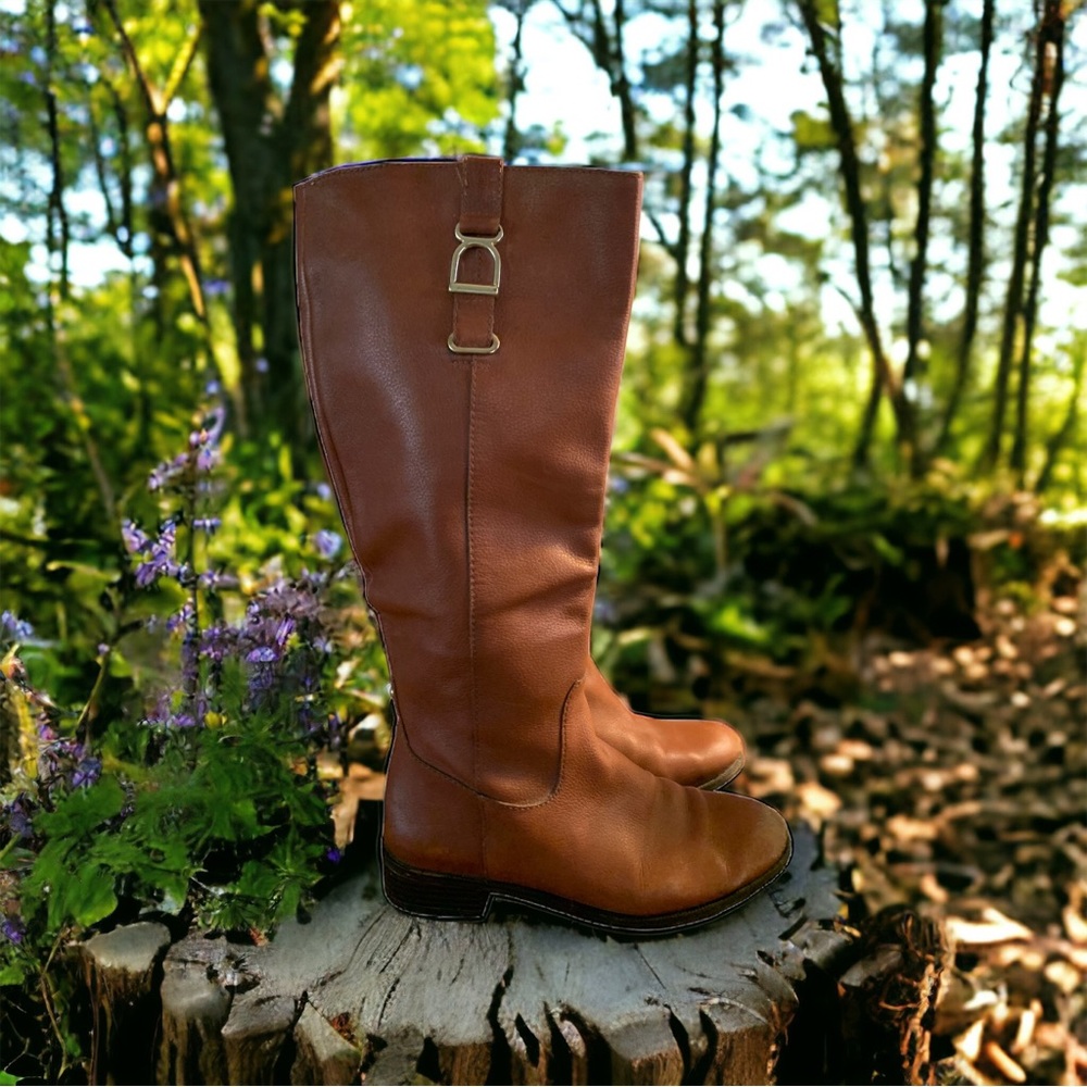 Banana Republic Boots Womens 6 M Tall Riding Brown Leather Cuban Round Toe